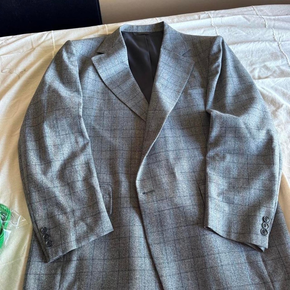 Gray plaid suit jacket and vest set